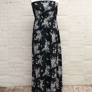 Strapless Navy Flower Dress